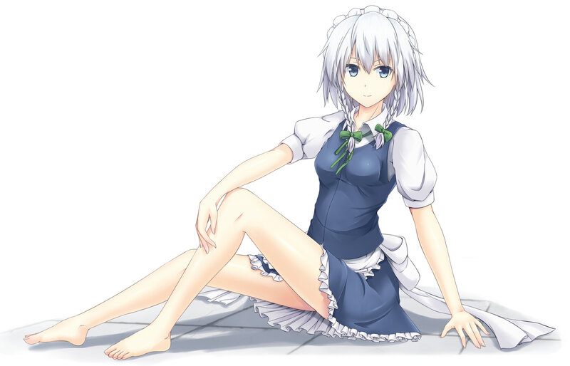 Silver-haired Girl in Dress — White, Calm
