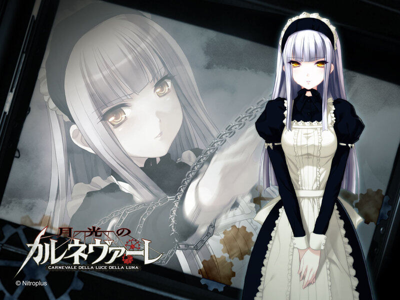 Silver-haired Girl in Dress — White, Dramatic