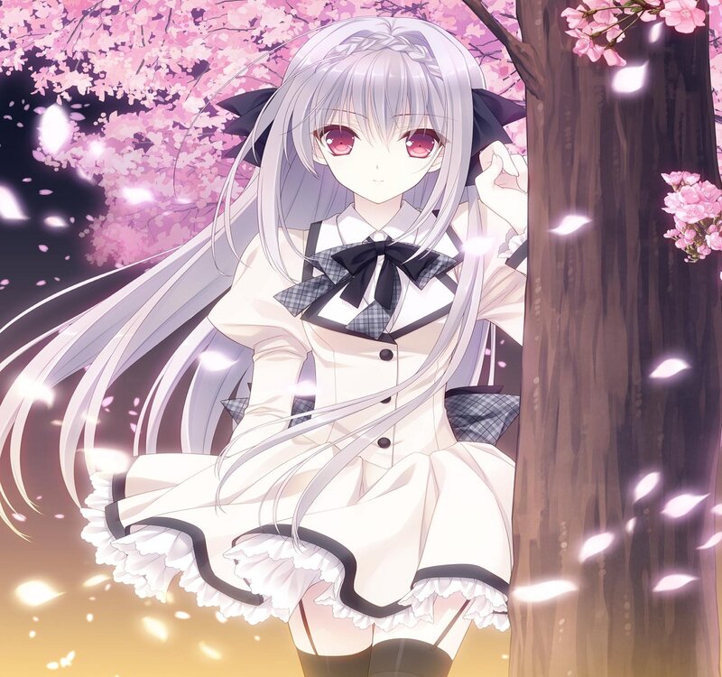 Silver-haired Girl in Dress — White, Serene, Spring