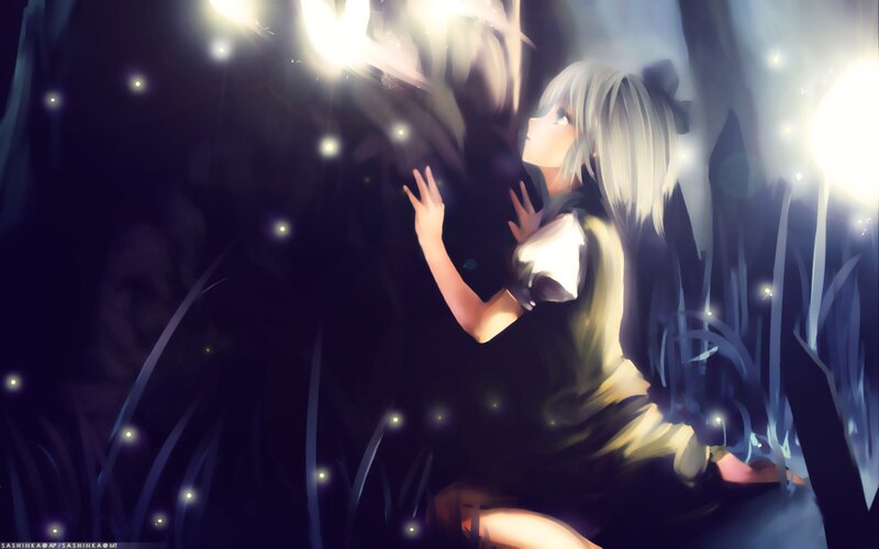 Silver-haired Girl in Forest — Black