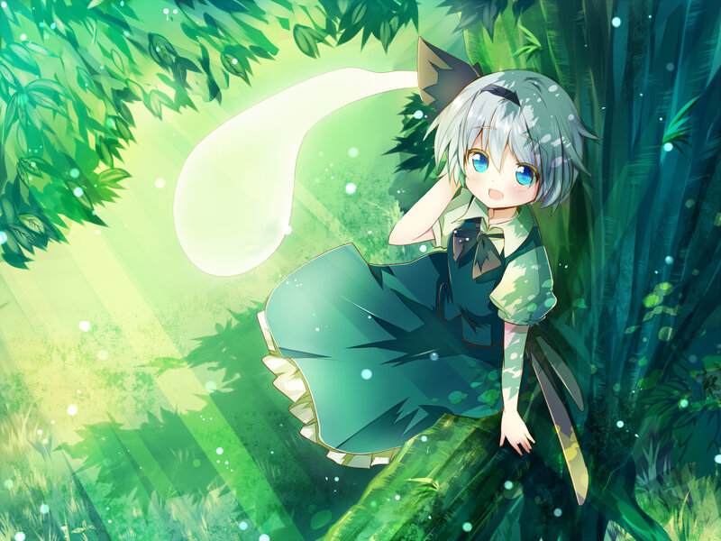 Silver-haired Girl in Forest — Green, Serene