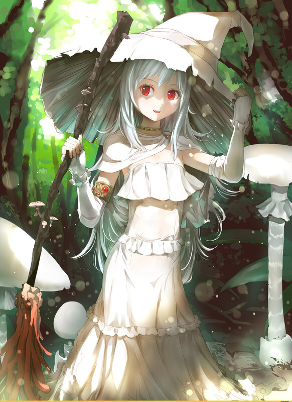 Silver-haired Girl in Forest — White