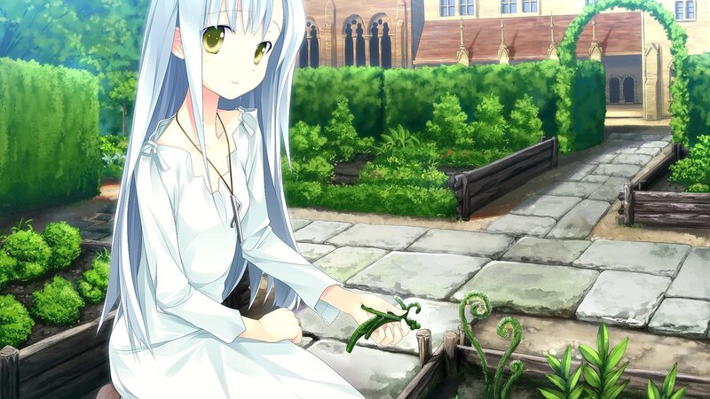 Silver-haired Girl in Garden — Green, Serene