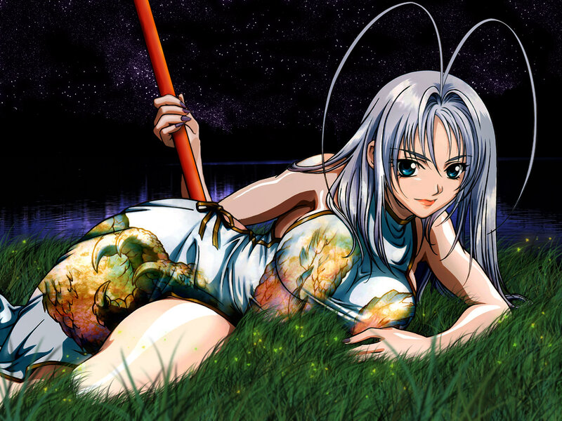 Silver-haired Girl in Grass — Green, Calm
