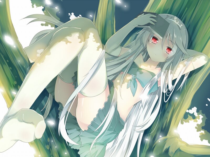 Silver-haired Girl in Grass — Green