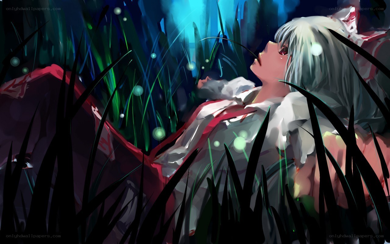silver-haired girl in grass
