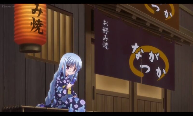 Silver-haired Girl in Kimono — Blue, Calm