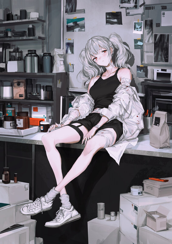 Silver-haired Girl in Lab