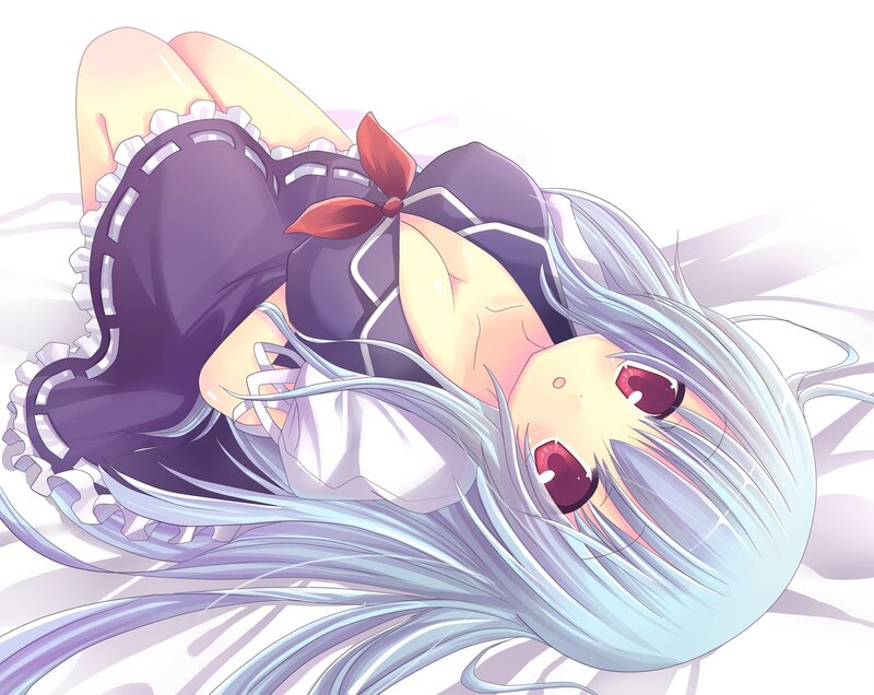 silver-haired girl in maid outfit