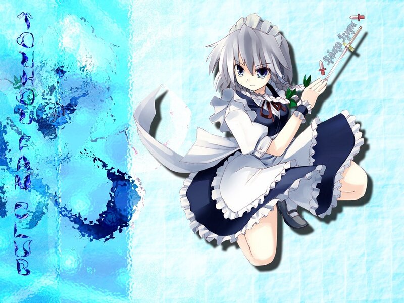 Silver-haired Girl in Maid Outfit — Blue