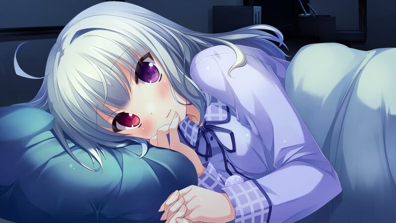 Silver-haired Girl in Pajamas — Purple