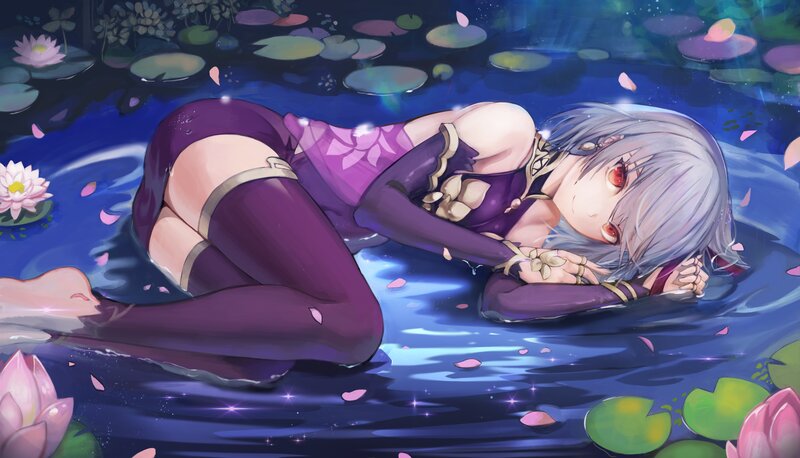 Silver-haired Girl in Pond