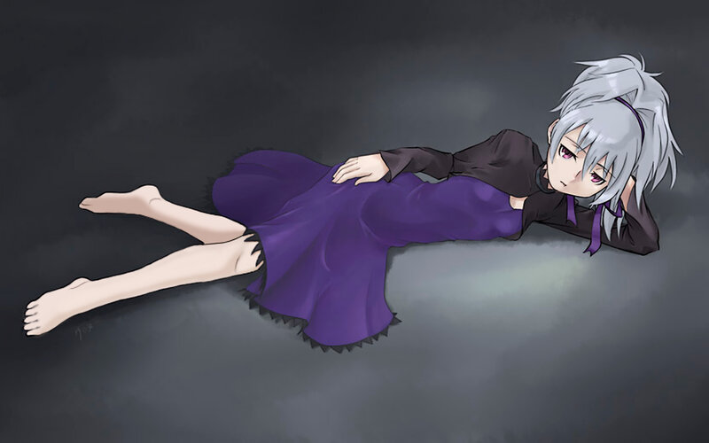 Silver-haired Girl in Purple Dress — Dramatic