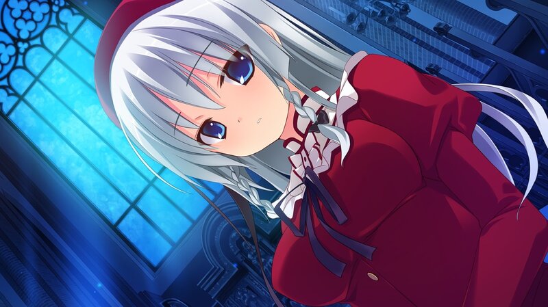Silver-haired Girl in Red — Blue