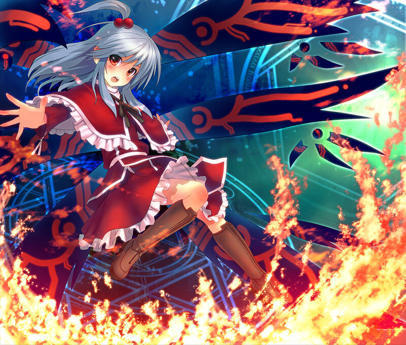 Silver-haired Girl in Red Dress — Dramatic