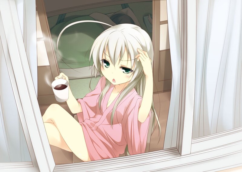 Silver-haired Girl in Robe — Pink