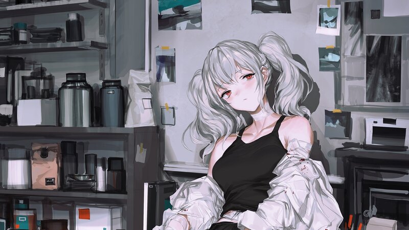 Silver-haired Girl in Room