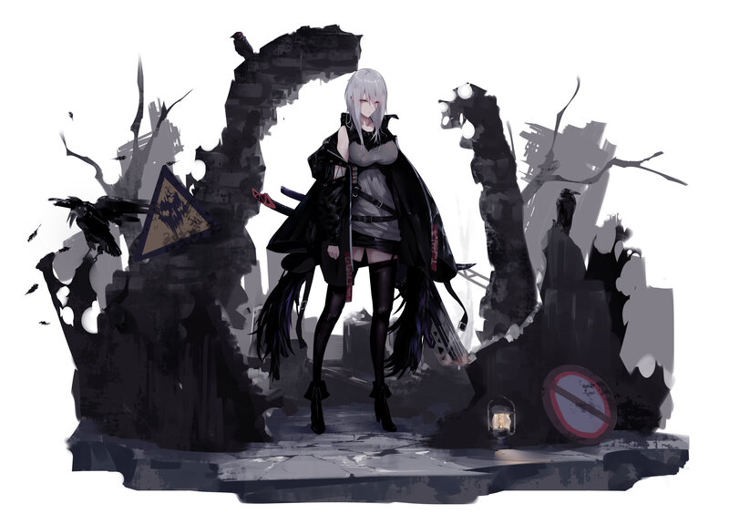 Silver-haired Girl in Ruins — Black