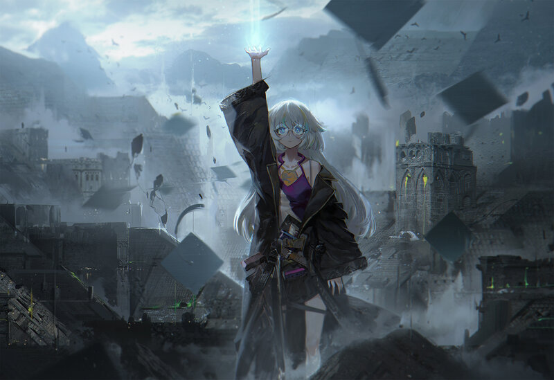 Silver-haired Girl in Ruins — Gray