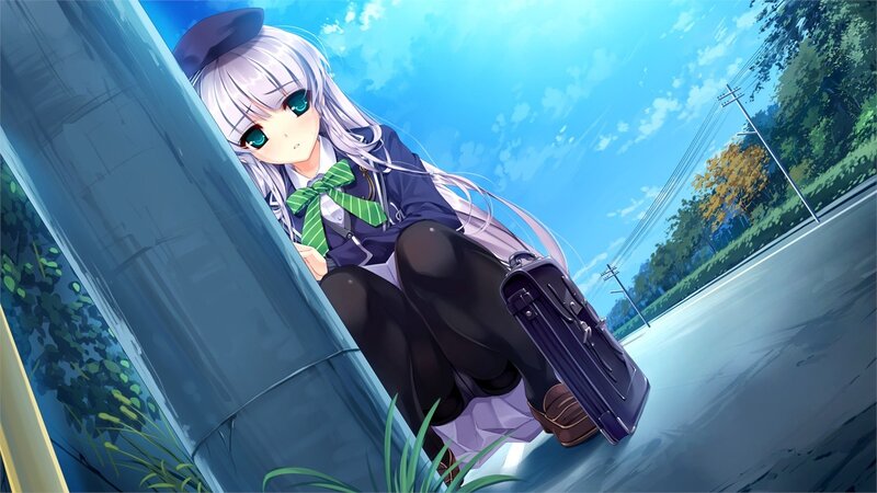 silver-haired girl in school uniform