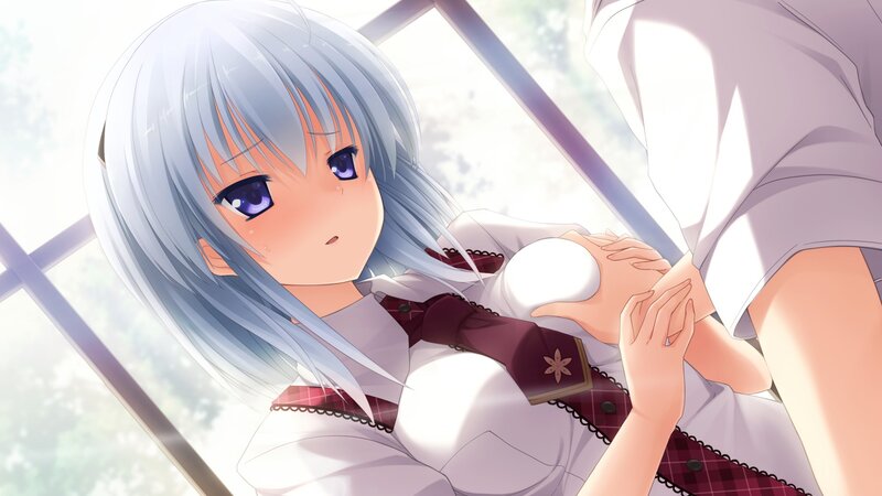 silver-haired girl in school uniform