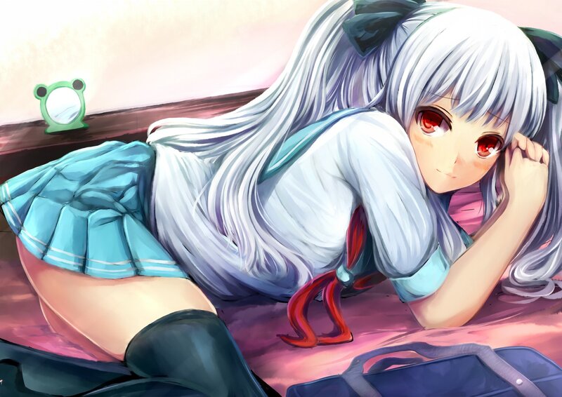 silver-haired girl in school uniform