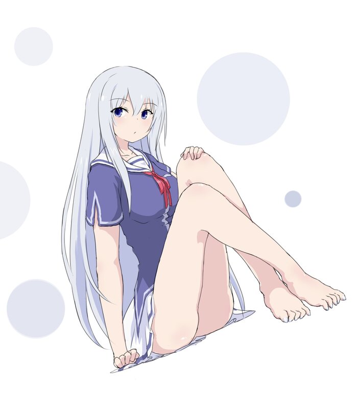 silver-haired girl in school uniform