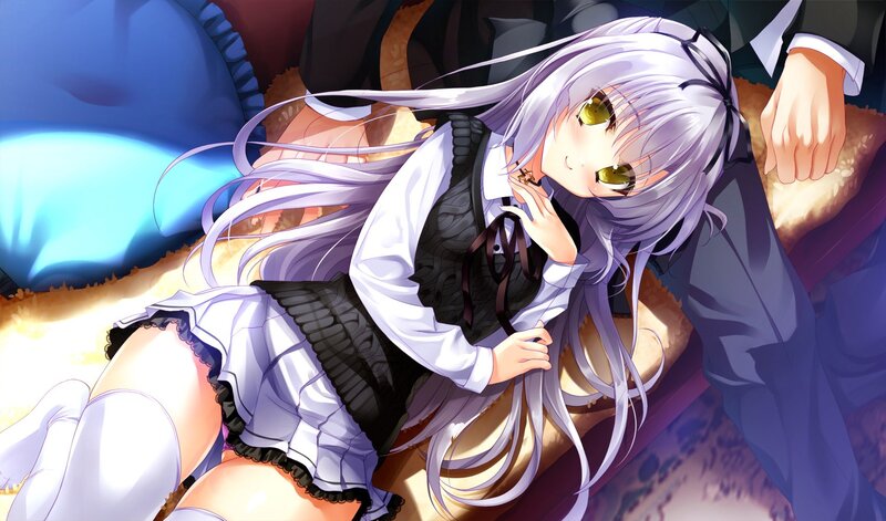 silver-haired girl in school uniform