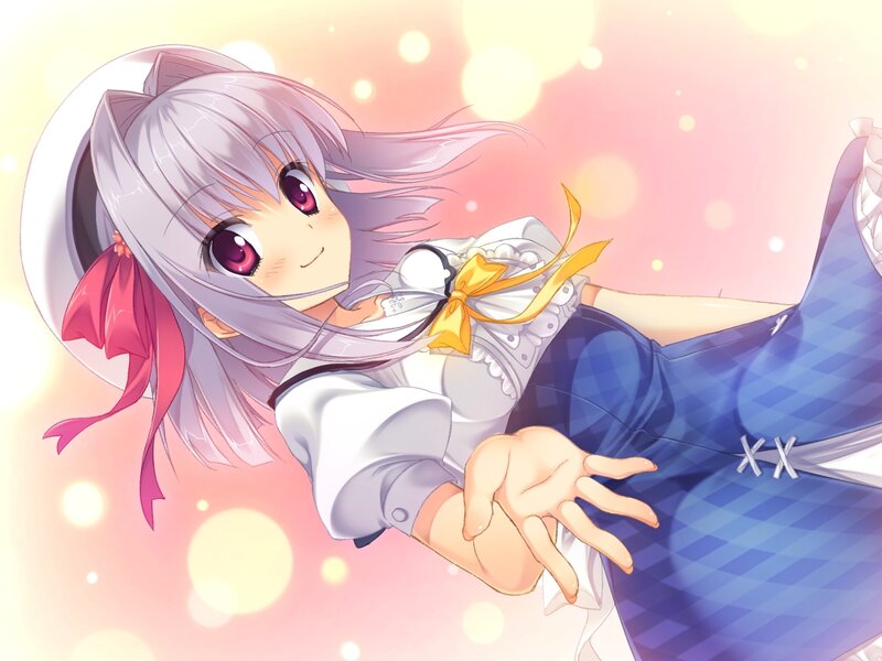 silver-haired girl in school uniform