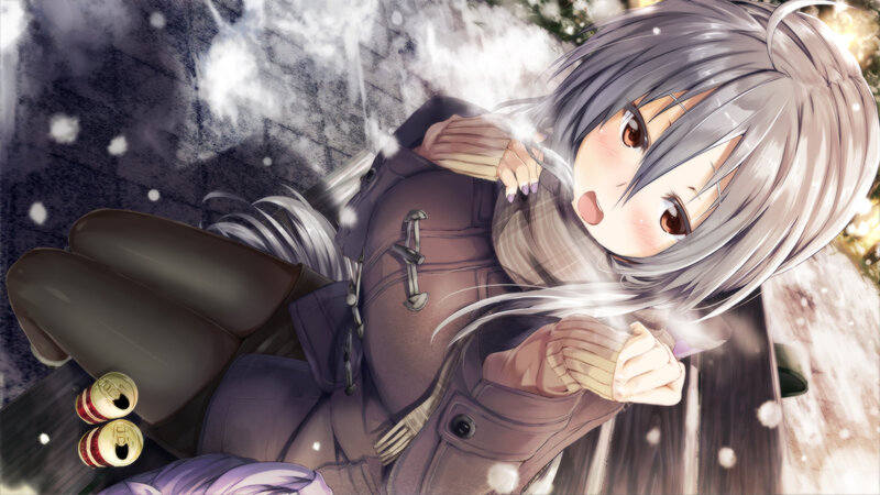 Silver-haired Girl in Snow — Gray