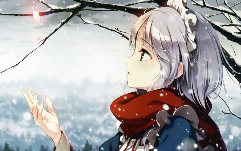 Silver-haired Girl in Snow — White, Serene, Winter