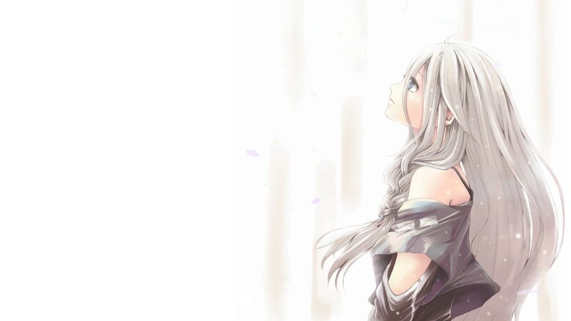 silver-haired girl in soft light