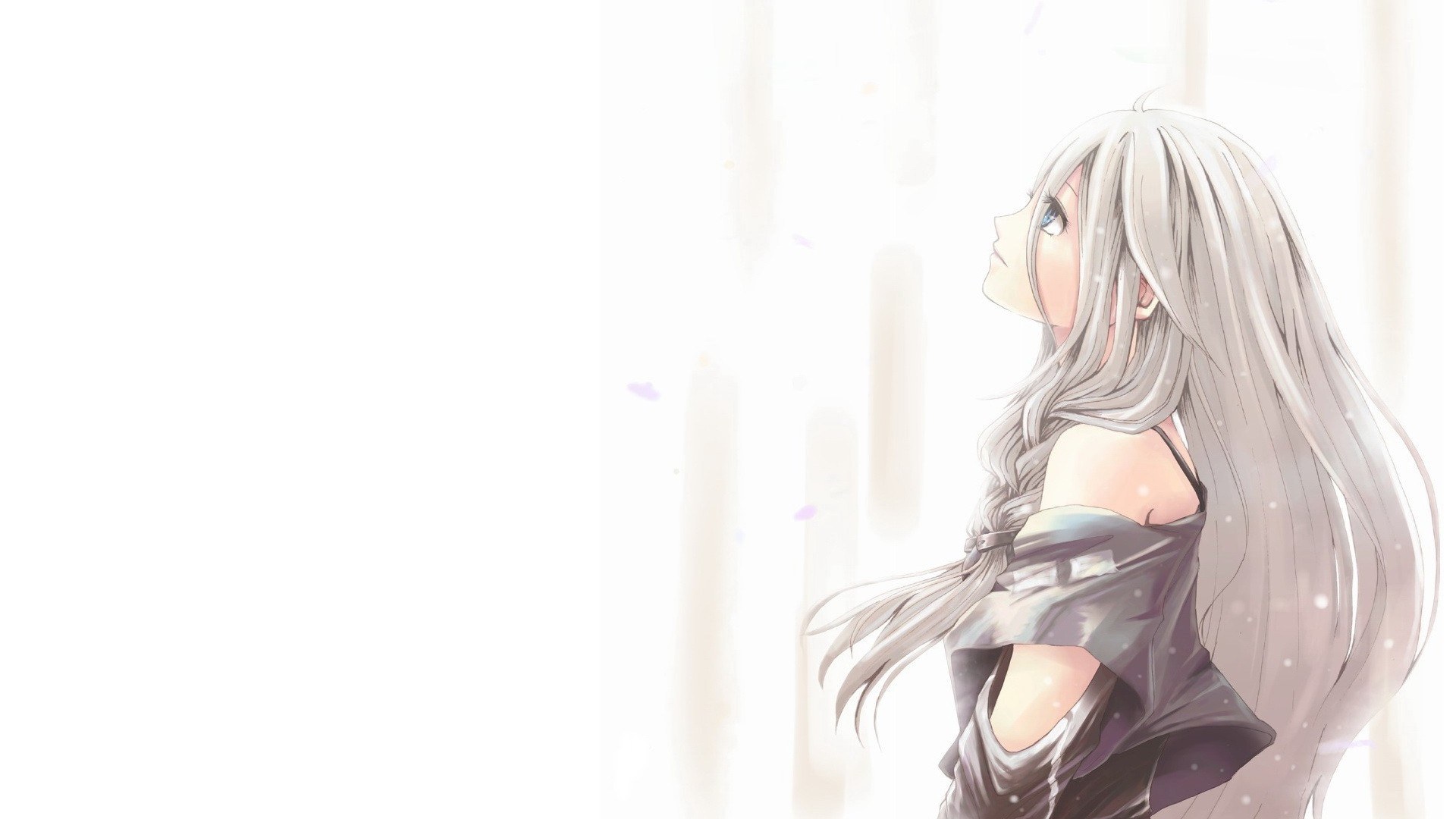silver-haired girl in soft light
