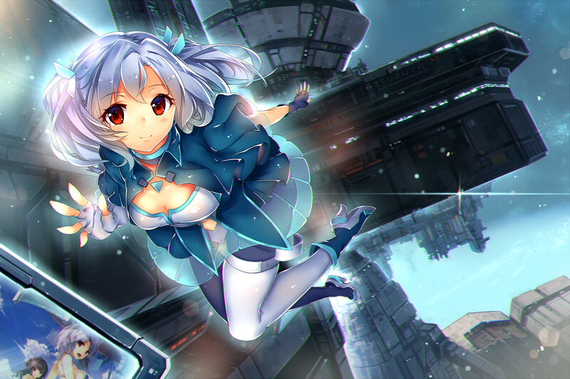 Silver-haired Girl in Space — Blue