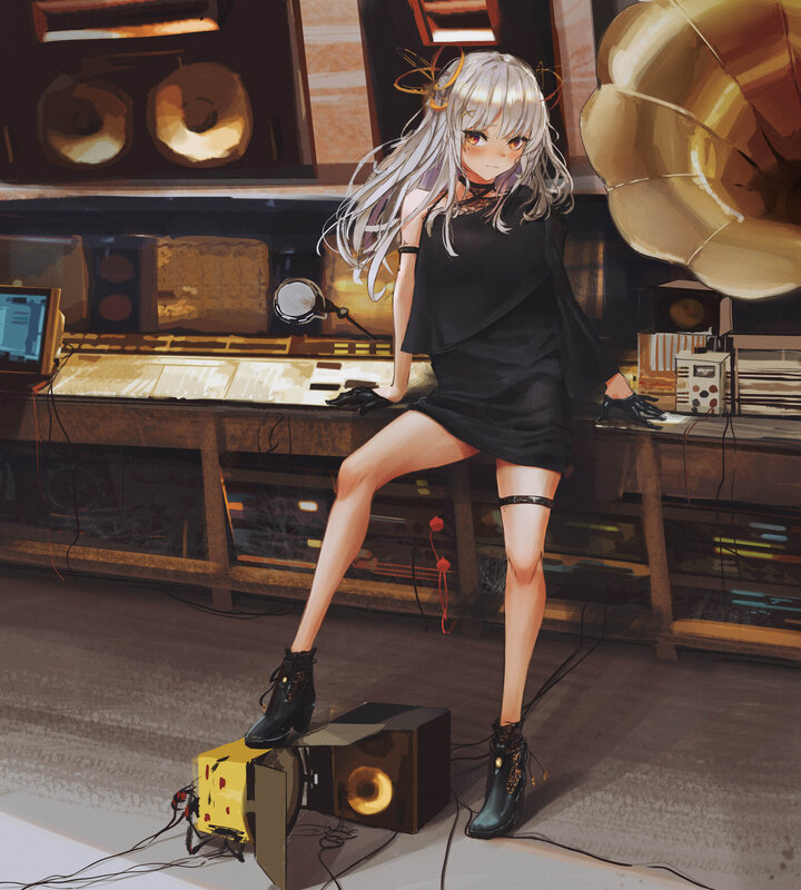 Silver-haired Girl in Studio