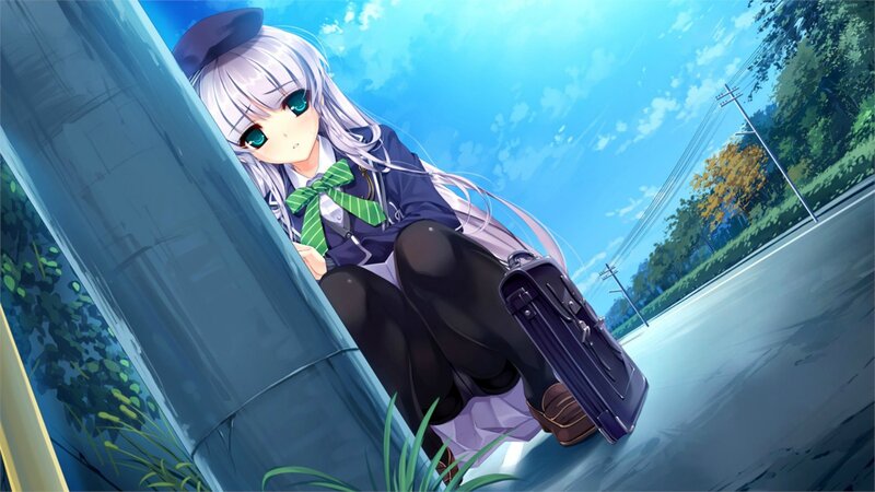 Silver-haired Girl in Uniform — Blue, Calm