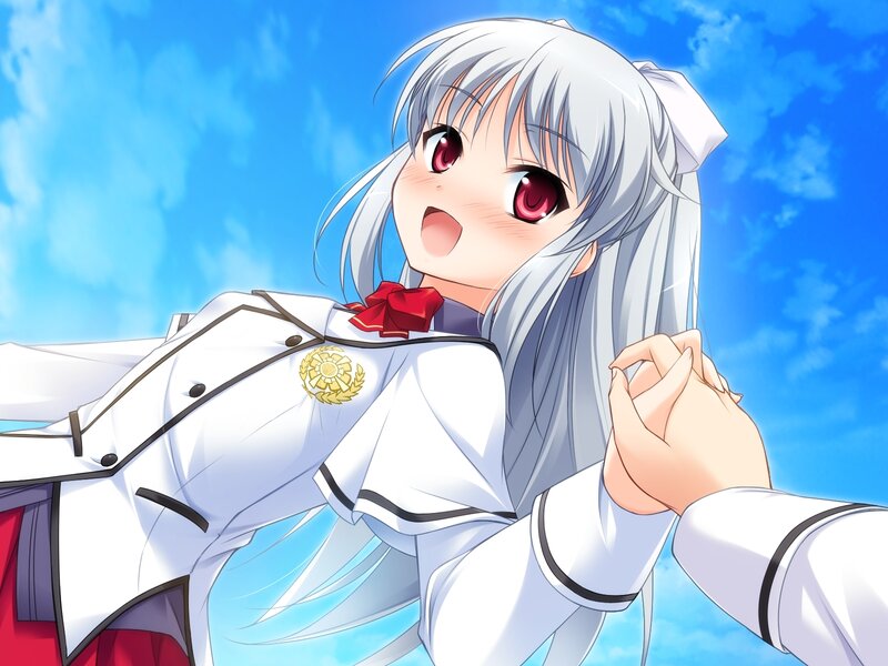 Silver-haired Girl in Uniform — Blue