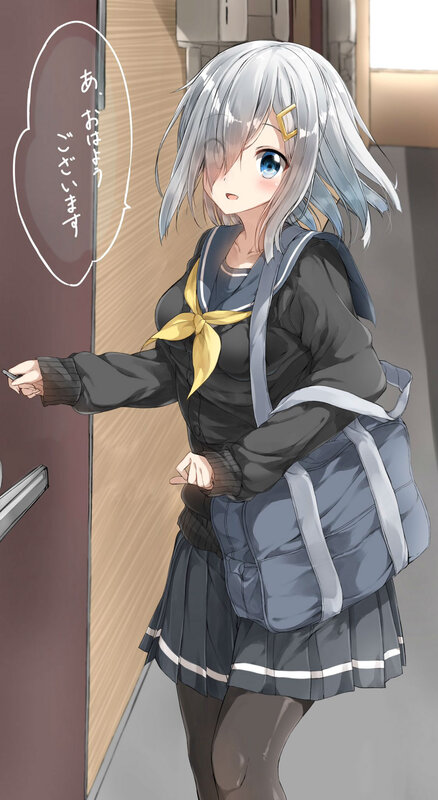 Silver-haired Girl in Uniform — Gray, Calm