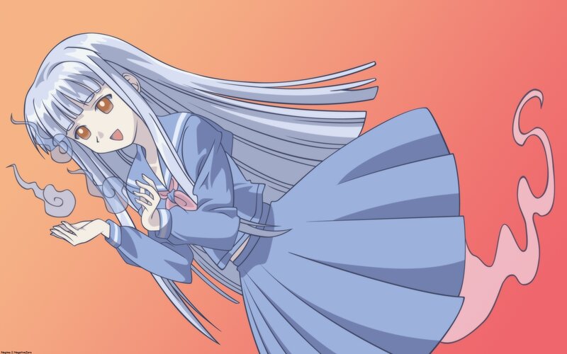 Silver-haired Girl in Uniform — Orange