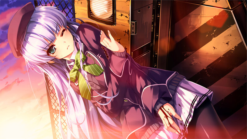 Silver-haired Girl in Uniform — Purple