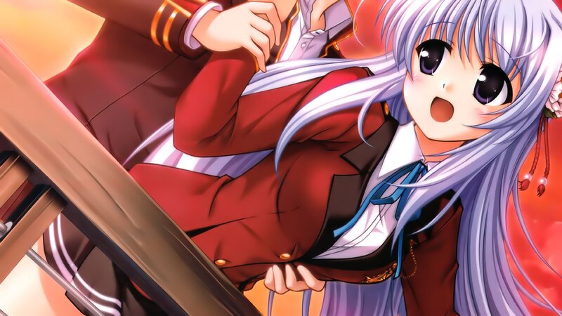 Silver-haired Girl in Uniform — Red