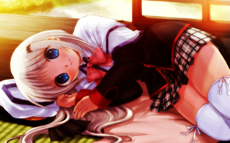 Silver-haired Girl in Uniform — White, Calm, Afternoon, Anime, School Uniform