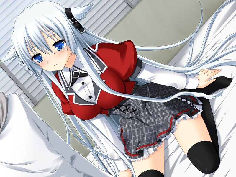 Silver-haired Girl in Uniform — White, Calm