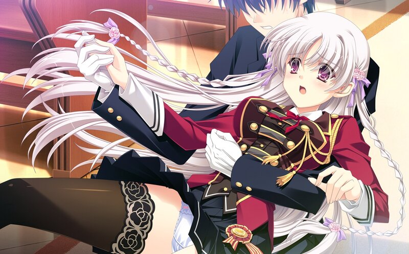 Silver-haired Girl in Uniform — White, Dramatic, Anime
