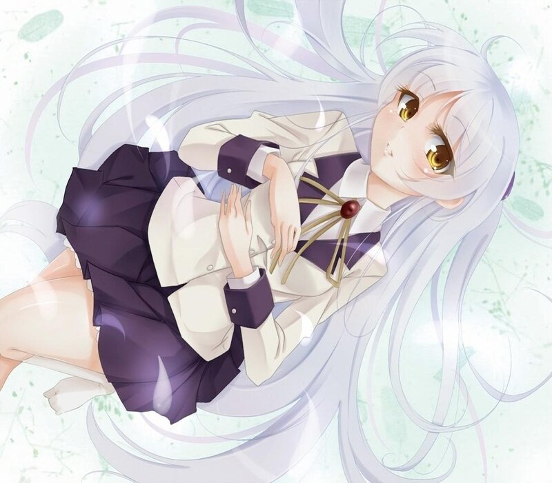 Silver-haired Girl in Uniform — White, Serene