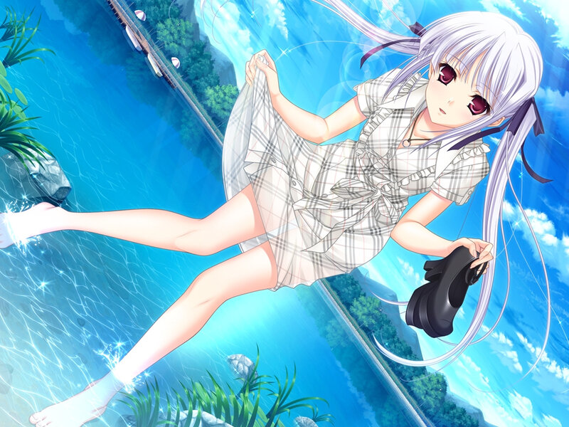 Silver-haired Girl in Water — Blue