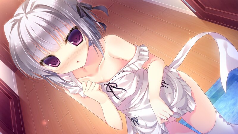 silver-haired girl in white dress
