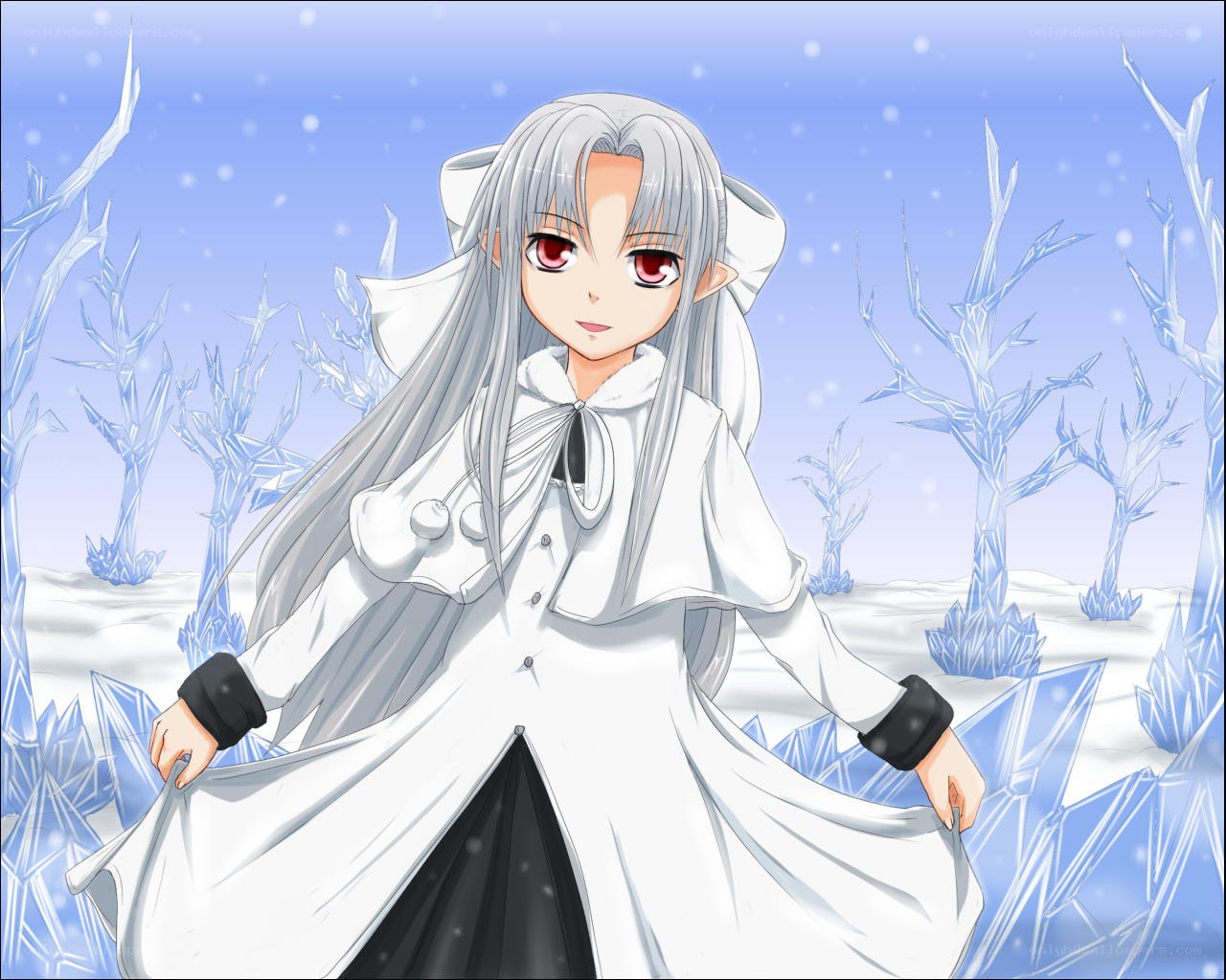 silver-haired girl in winter