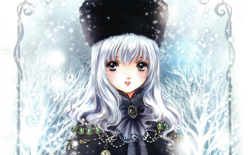 silver-haired girl in winter