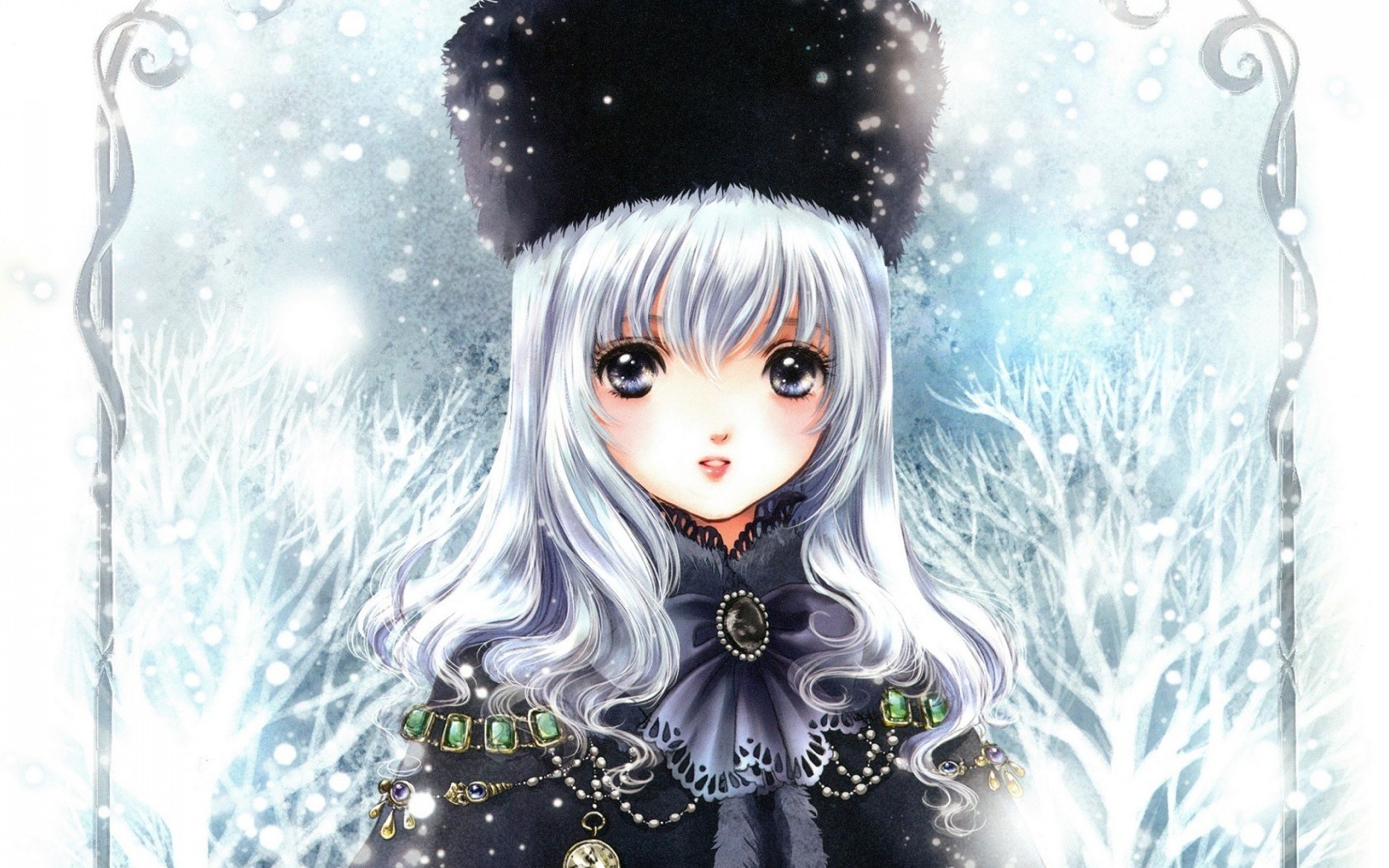 silver-haired girl in winter
